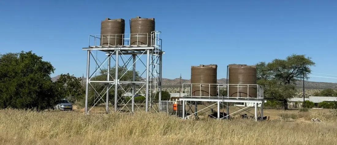 Real site photo: Completed steel water tank stand